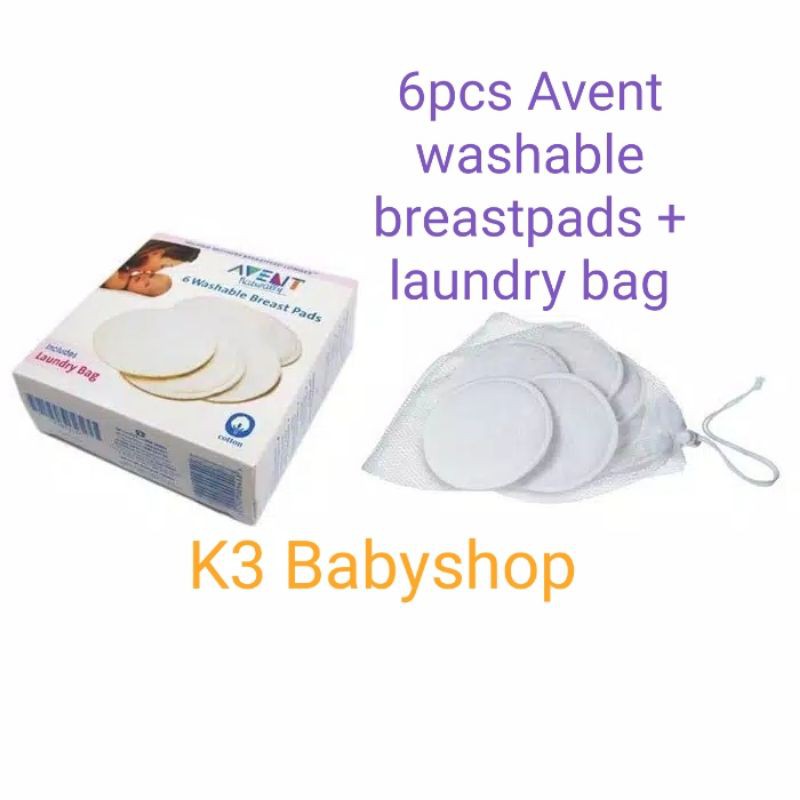 Avent Washable Breastpads isi 6pcs laundry bag breast pad breastpad avent bisa dicuci