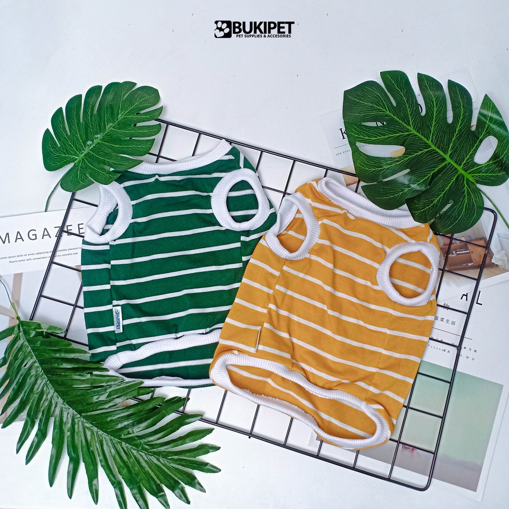 Baju kucing anjing monyet kelinci cowok cewek lucu-BUKIPET TANK STRIPE DARK SERIES