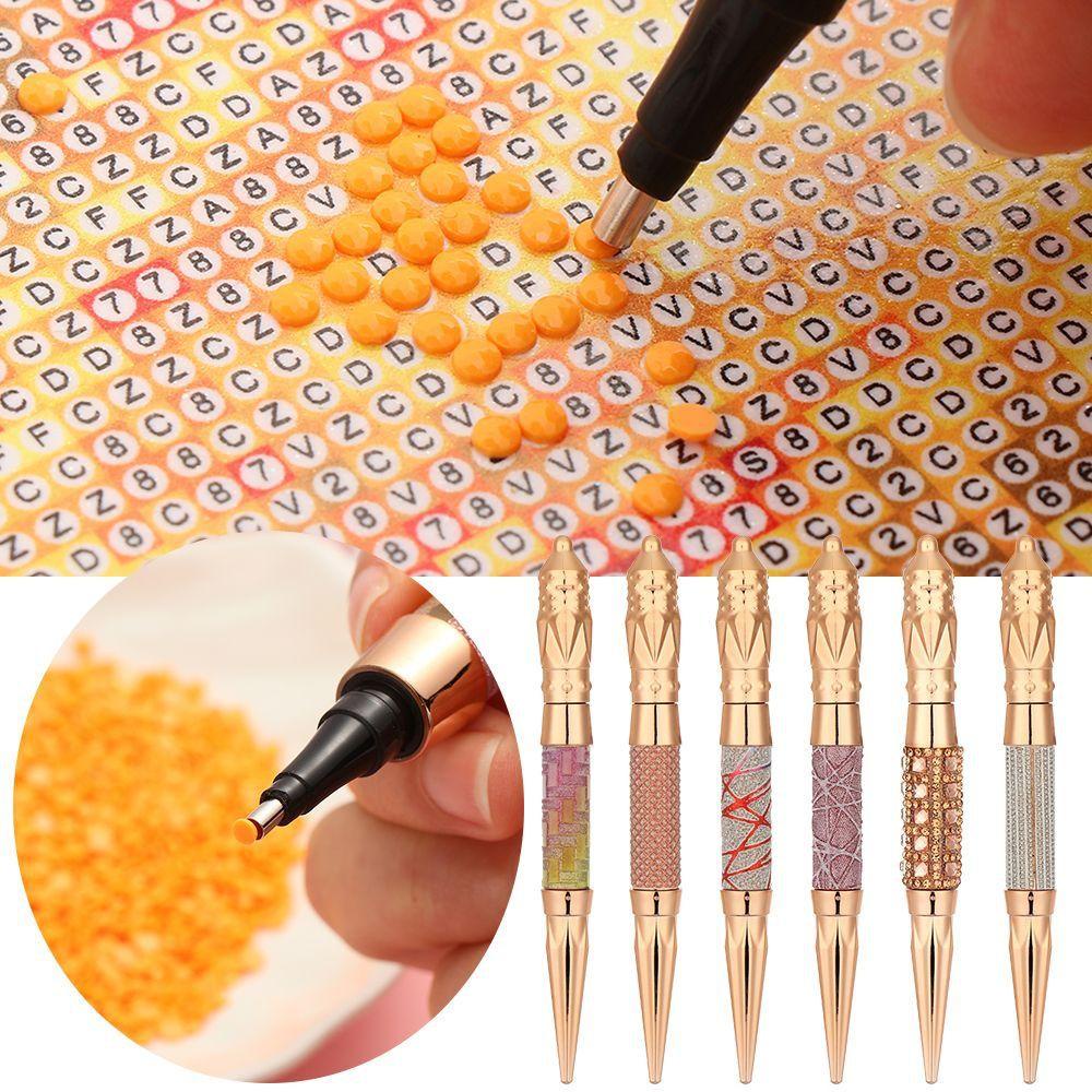 AUGUSTINA Agustina Dual-ended Nail Drill Pen Profesional Indah Cross Stitch Kristal Handle Jahit Aksesoris Kuku Dotting Pena Alat Manicure