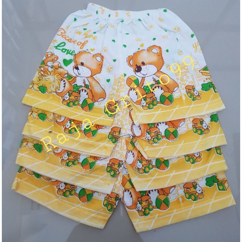 Celana kotak katun combad print TCM isi 1 Lusin / celana bayi sablon / celana katun pendek bayi / grosir 12 pcs