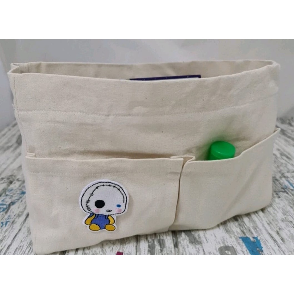 Pouch Organizer Drill Resleting Dengan Tambahan Kantong dan Bordiran