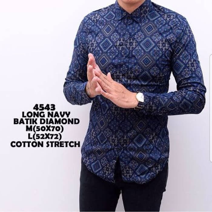 Kemeja Pria | Kemeja Batik Pria Diamond Navy - Navy, M
