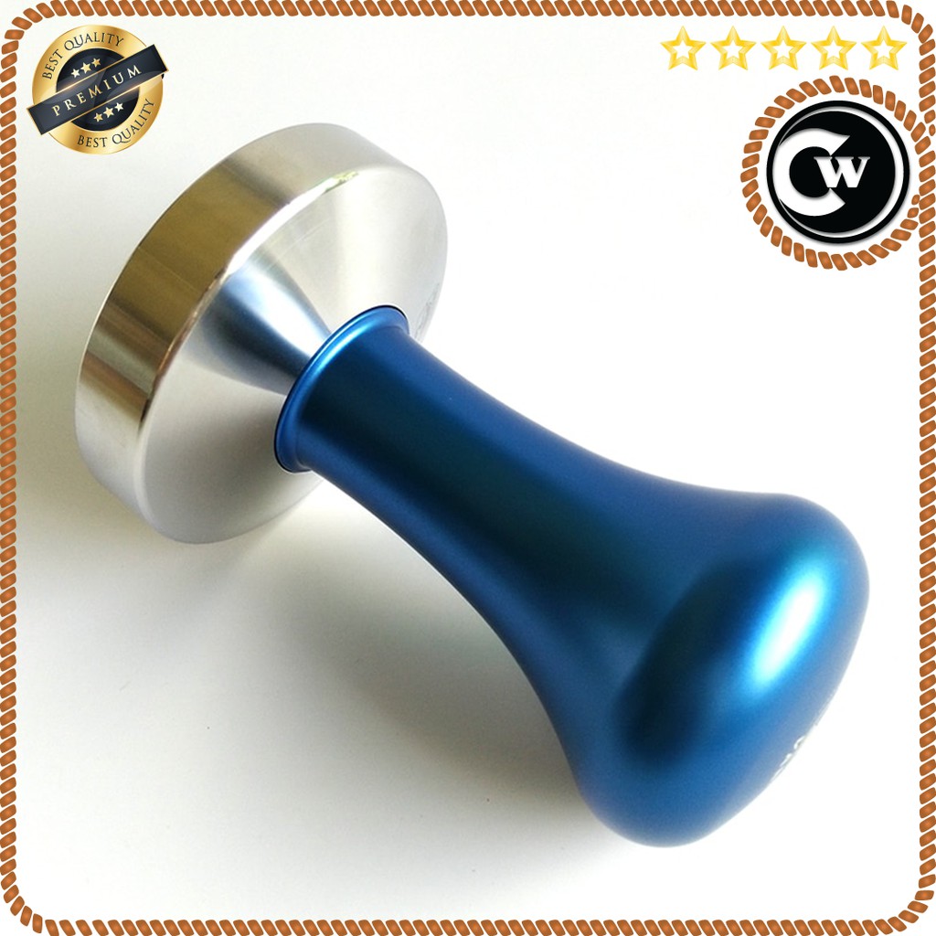 Tamper Kopi Espresso 51mm Stainless Steel Chrome Plated Warna Biru