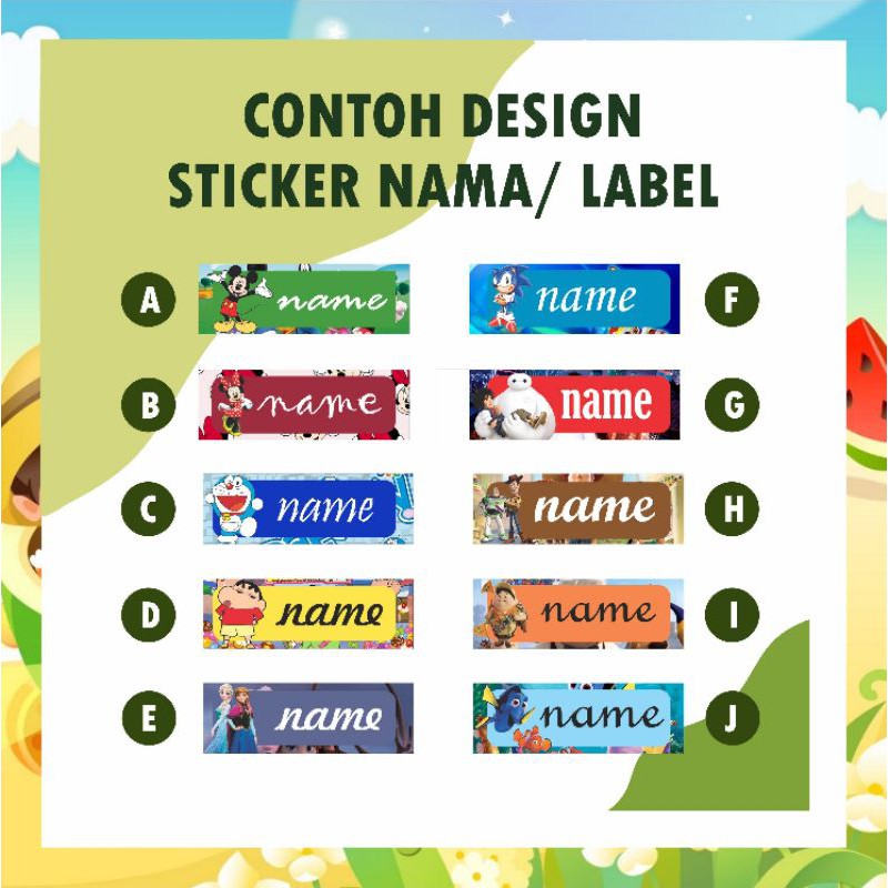 

Cetak Sticker Nama/ Label | Custom Stiker Label Nama / Label Motif Cartoon | FREE CUTTING #Style2