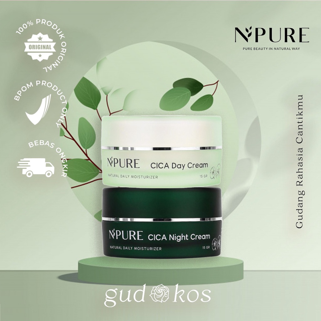 NPURE Cica Series Day &amp; Night Cream / Krim Siang Malam Wajah Berjerawat