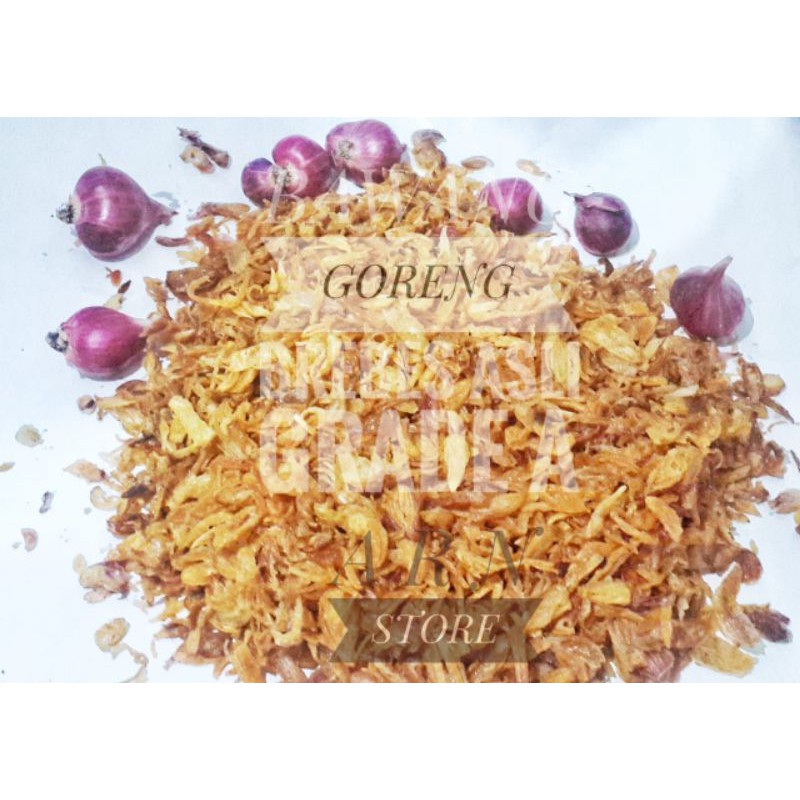 BAWANG GORENG BREBES GRADE A ASLI 1kg, BAWANG GORENG BREBES (Renyah, Gurih, Lezat Tanpa Pengawet)