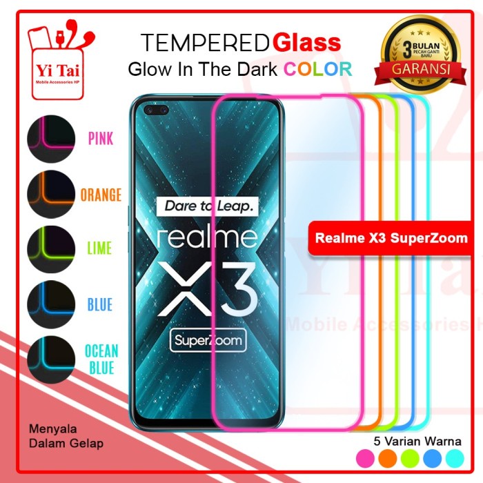 YI TAI - Glow In The Dark Tempered Glass Realme U1 Realme X3 Superzoom