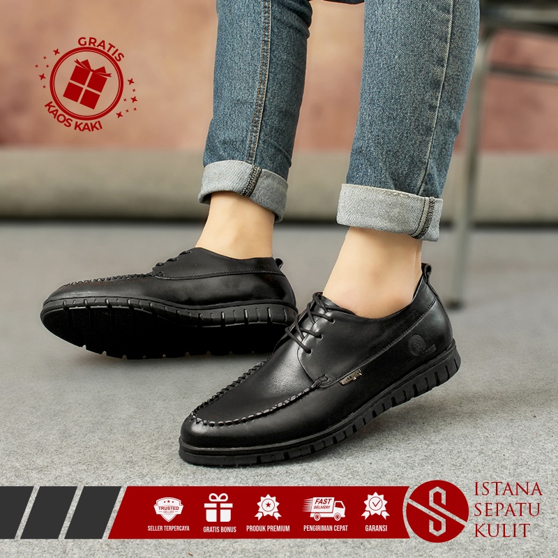 Sepatu Undangan Kulit Pria Kantor Kerja Kondangan Coklat Tali Pesta Kondangan Kulit Asli Cibaduyut C