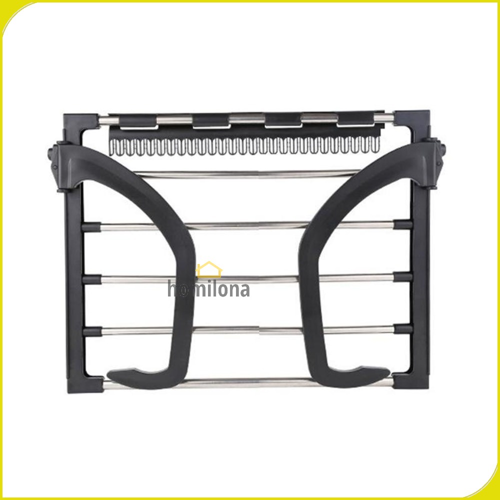 Rak Gantungan Jemuran Handuk Baju Drying Balcony Rack Stainless Steel - OUNONA OU114 - Black