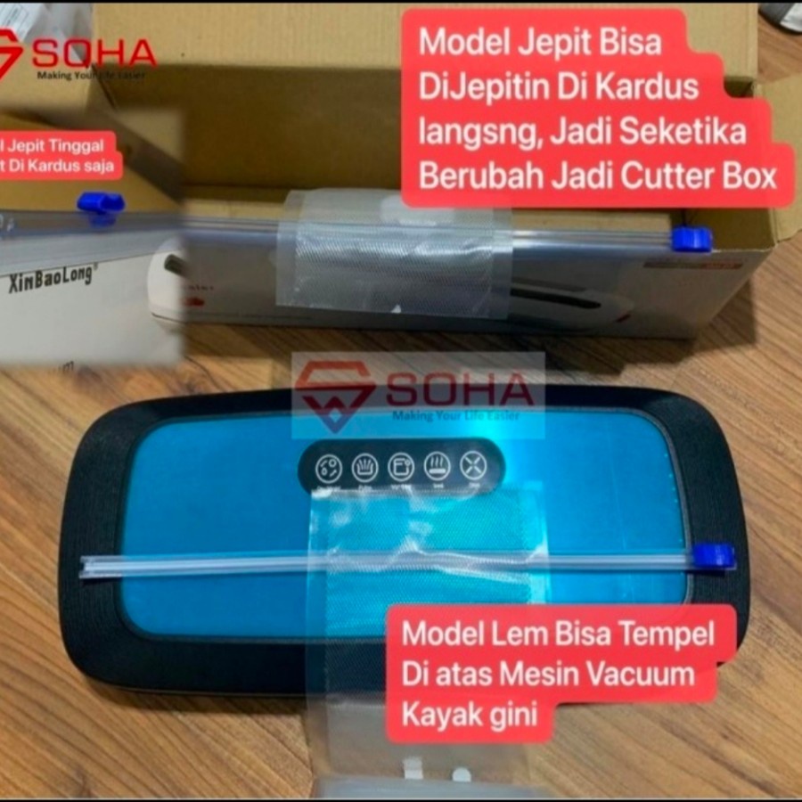 Cutter Model lem / jepit Pisau Pemotong Plastik Roll Bisa Wrapping / Vacuum
