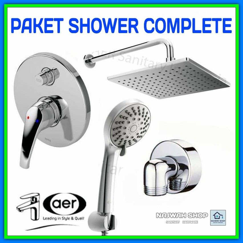 Shower Set Kran Tanam Toto TX404SDZ Wall & Hand Shower WS 19 & YSH 5C Paket Shower Panas Dingin