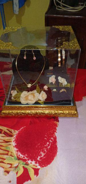 Kotak Perhiasan Cincin Kalung Gelang Jam Tangan Alas Frame Tutup Mika Seserahan Hantaran Pernikahan