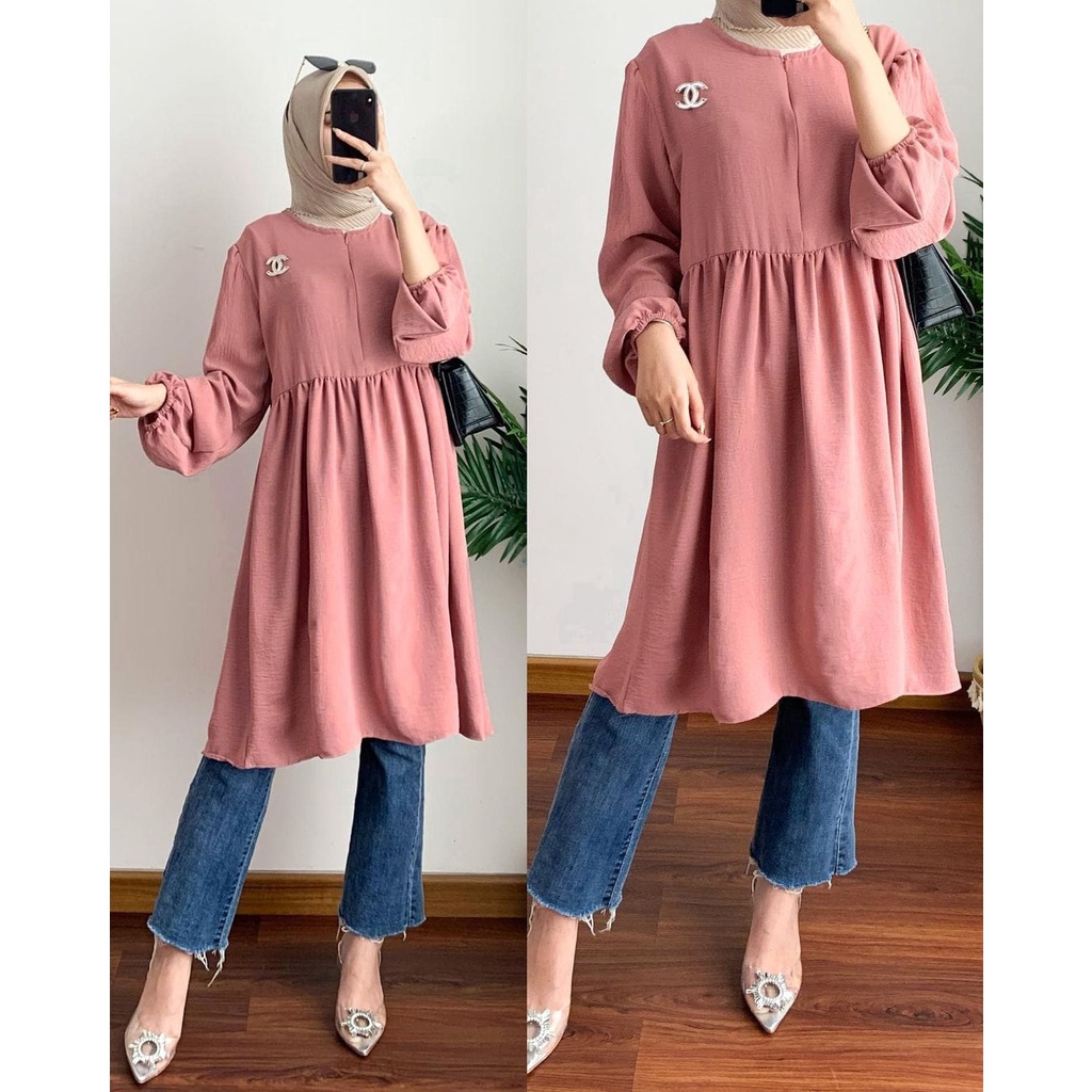 BAJU LONG DRESS TUNIK WANITA MUSLIM REMAJA TERBARU 2022 KEKINIAN POLOS PREMIUM