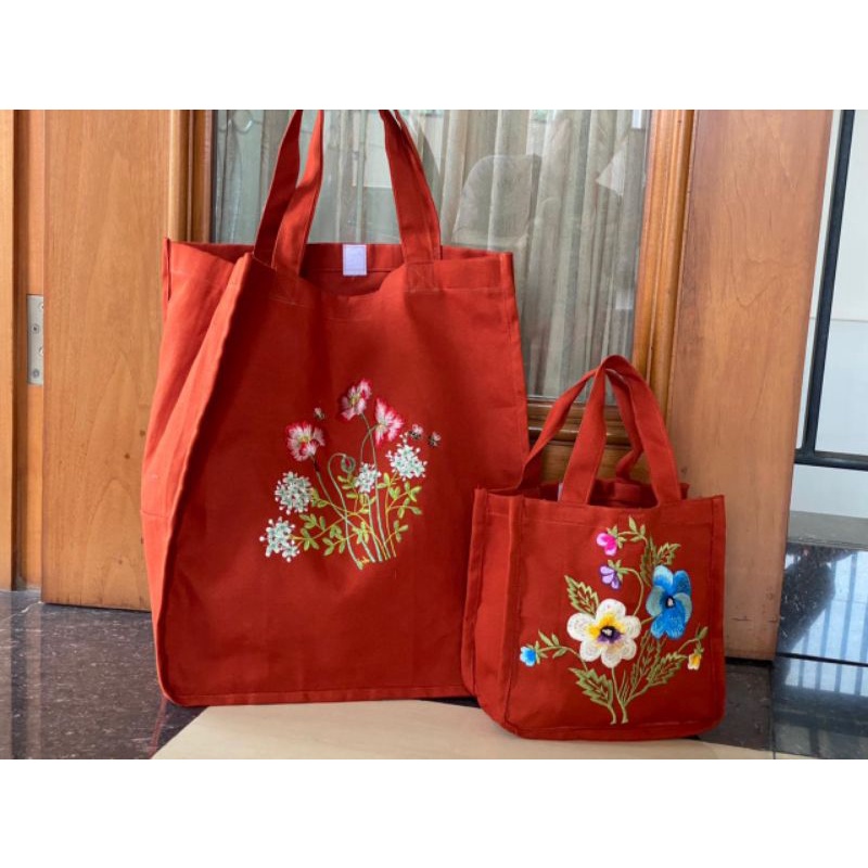 Totebag Bordir | Pouch Bordir | Tas Wanita Kekinian | Tas Bordir