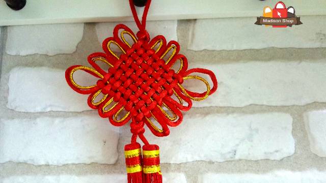 CHINESE KNOT MERAH EMAS LUCKY CHARM GANTUNGAN HOKI HIASAN PARCEL IMLEK DEKORASI MURAH GROSIR