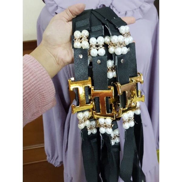 KOREAN BELT DRESS/ IKAT PINGGANG WANITA H MUTIARA CLIP