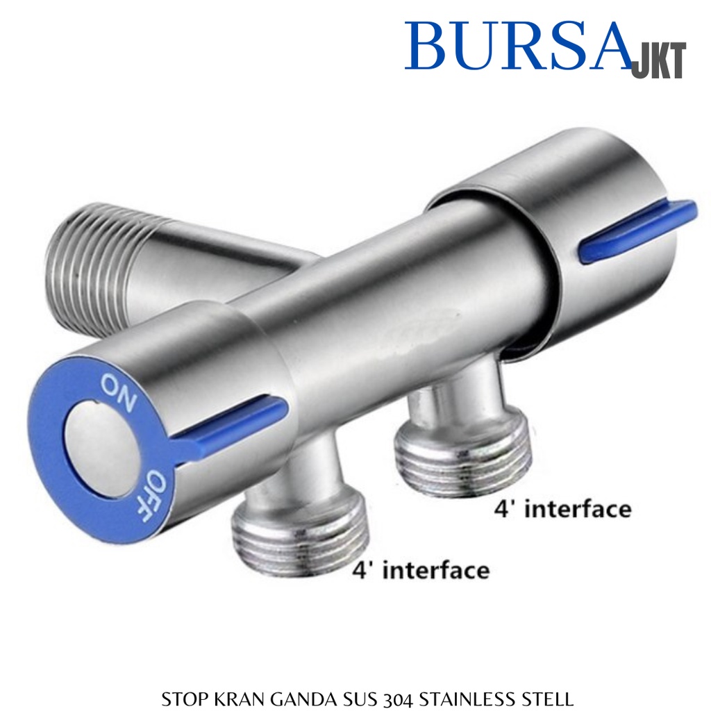 STOP KRAN KERAN DOUBLE SHOWER KIRI DAN KANAN STAINLESS SUS304 ANTI KARAT