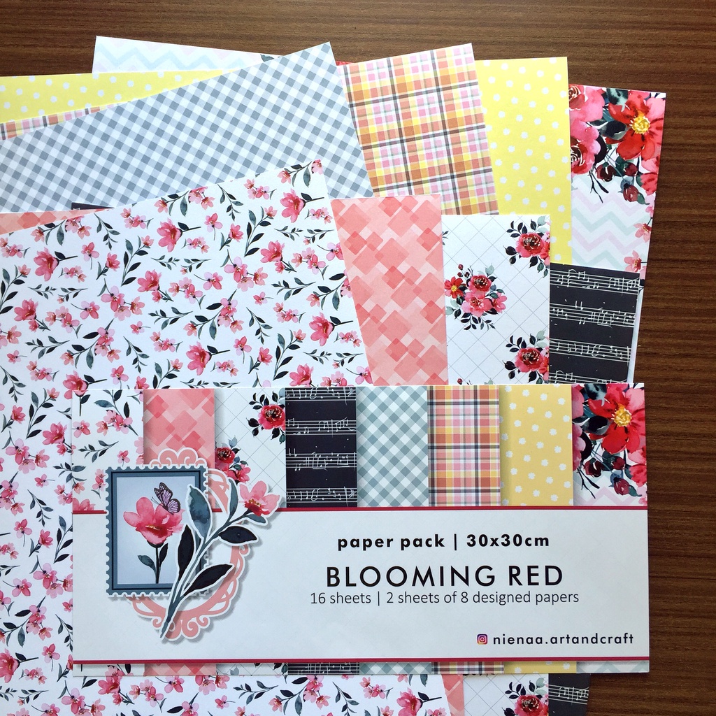 

Scrapbook Paper | Bahan Scrapbook Kertas Bujo Journaling 30x30cm | Blooming Red