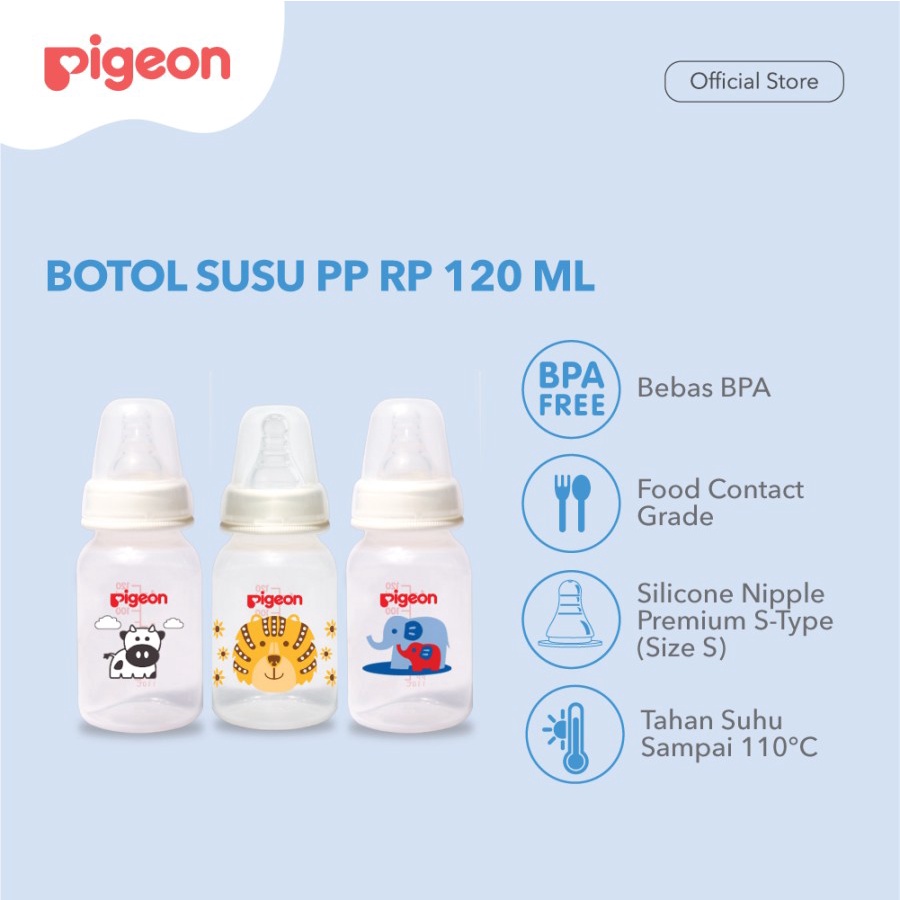 PIGEON BOTOL Peristaltic Nipple PP RP 50ml 120ml 240ml | Botol Susu Bayi