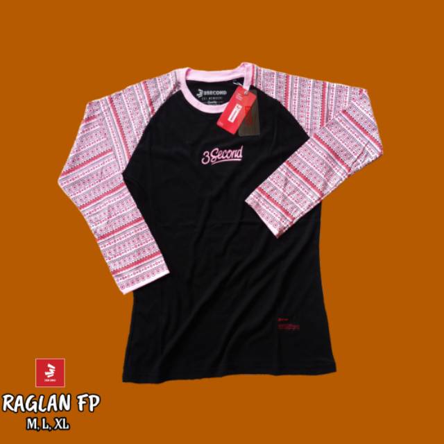  Kaos  cowok three  second  3second wanita  threesecond raglan 