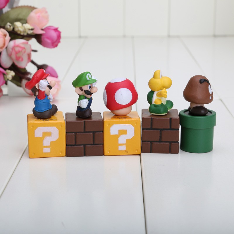 Set 5 pcs Super Mario Action Figure Mainan Pajangan Hiasan Kue