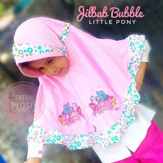 Jilbab Anak Bordir Litlle Pony Warna Cantik Bahan Kaos Super