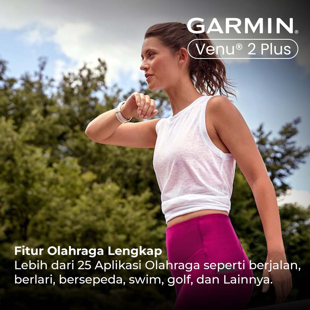 Garmin Venu 2 Plus Stainless Steel Bezel Garansi TAM 2 Tahun