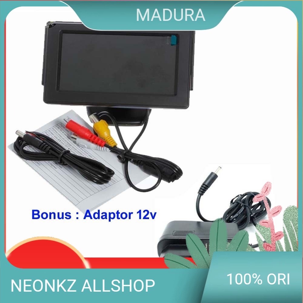 Monitor LCD Mini TFT 4.3 Inc + Adaptor Buat Cari Sinyal/ Tracking Satelit Parabola