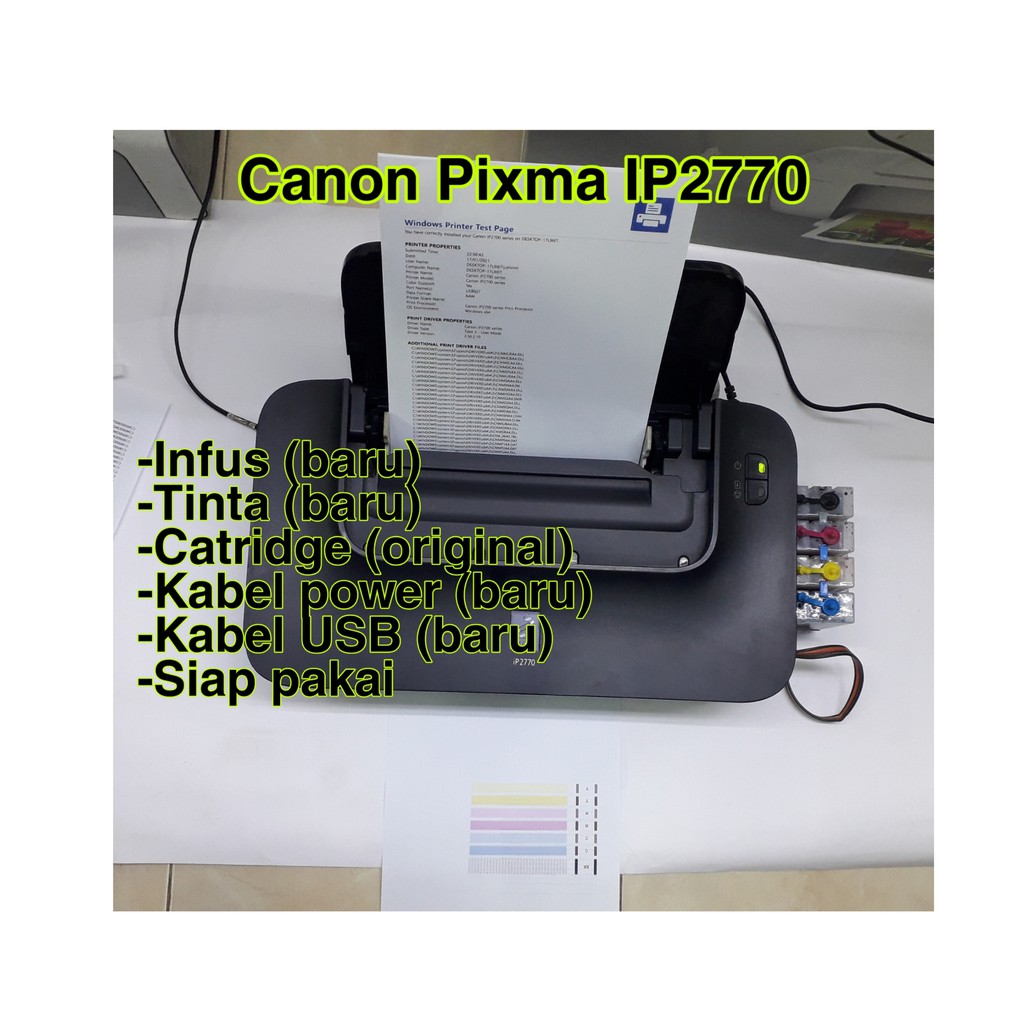 Printer canon pixma ip2770 ifusan baru  + catridge + kabel power dan usb (siap pakai)