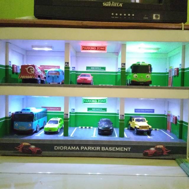 Diorama parkir basement 2 susun