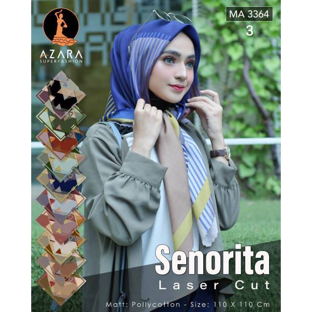 Pilih Warna Senorita Laser Cut Azara jilbab hijab krudung kerudung segi empat motif 3