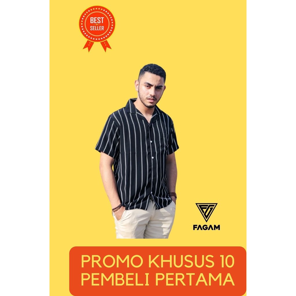 KEMEJA STRIPE PRIA / SHIRT SALUR PRIA / KEMEJA PRIA CASUAL GOOD QUALITY/Kemeja Santai RIBSGOLD