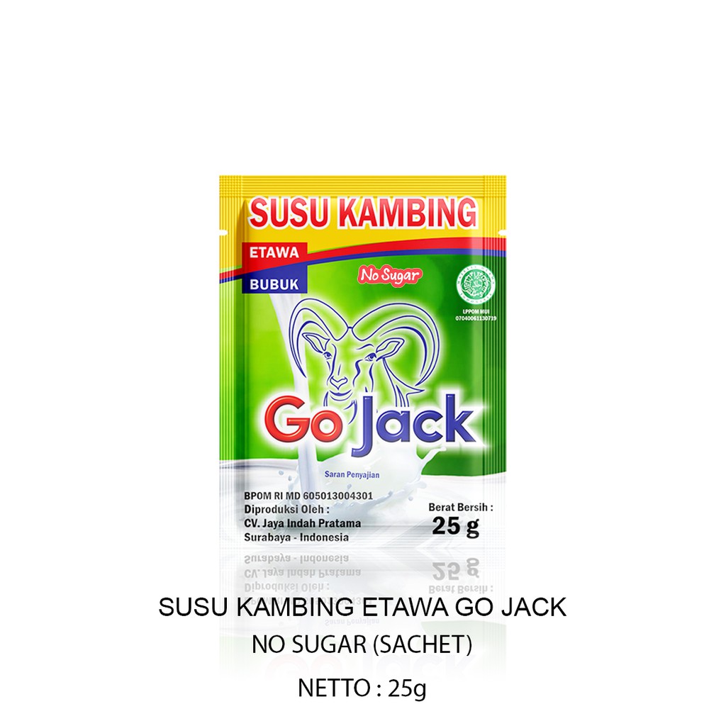 

Sachet susu kambing etawa Go Jack 25g No Sugar (tanpa gula)