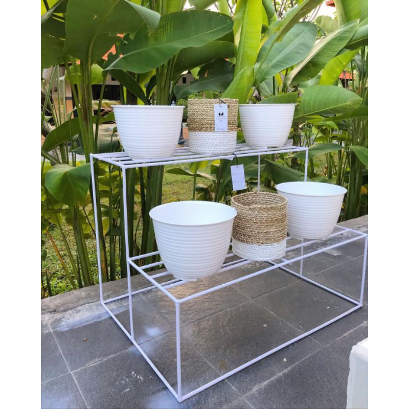 50CM X 50CM X 50CM / STANDING POT MINIMALIS 2 SUSUN DEGAN RAM POT