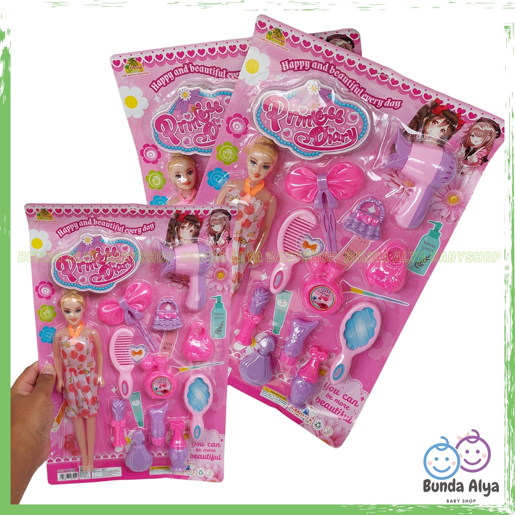 PROMO Mainan Anak Perempuan Boneka Berbi Berbie Plus Peralatan Dandan Murah Set Mainan Boneka Baju Bajuan Anak Perempuan  - Mainan Boneka Barbie Princess Diary - Mainan Beauty Set Barbie - Mainan Anak SNI