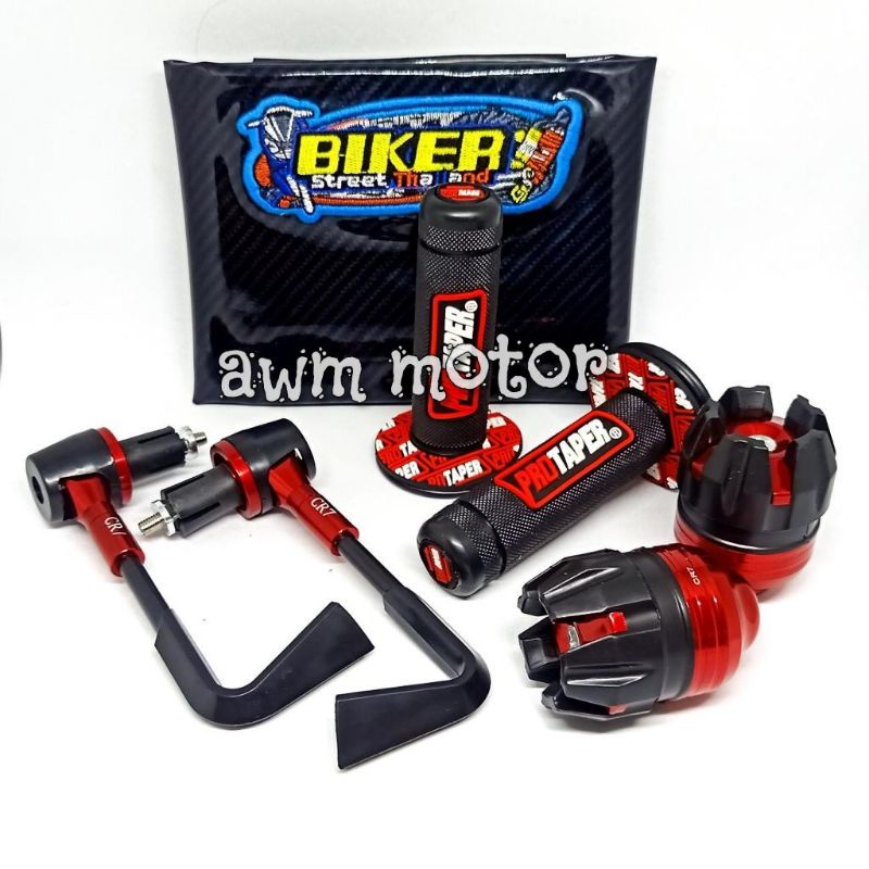 kulit jok karbon Hitam+ grip Protaper + proguard L + Jalu as roda depan Universal
