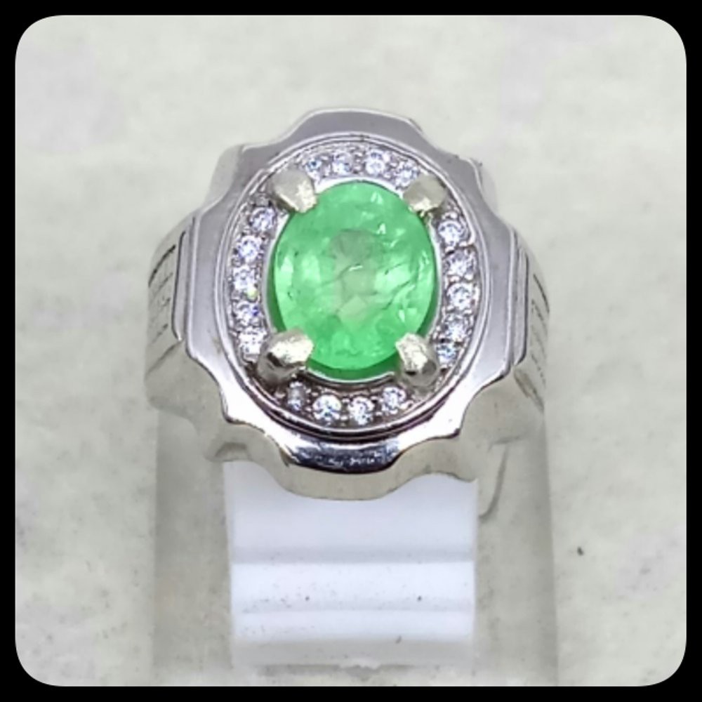 CINCIN BATU AKIK PERMATA ZAMRUD CHATAM RING ALPAKA SUPER GLAMOUR KEKERASAN 10MOHS TERMURAH !!!