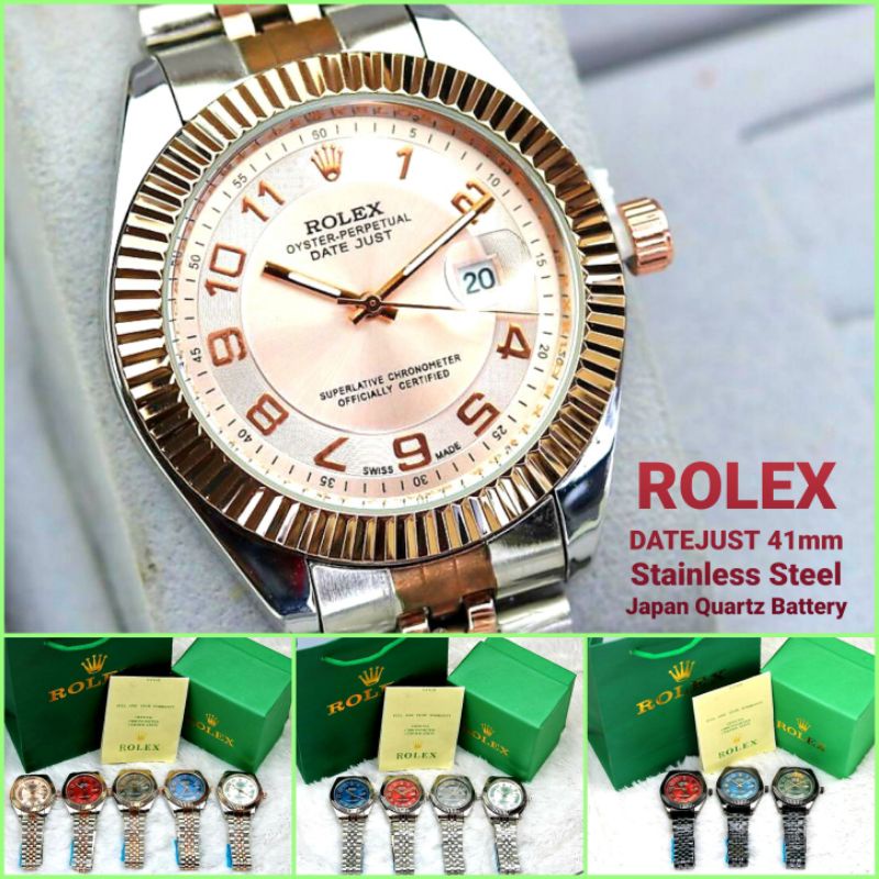 Jam Tangan Pria/Wanita ROLEX DateJust RLX776110 White Rose Gold Stainless Japan Quartz Movement