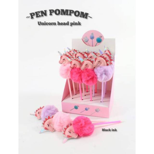 PEN POM POM BULU GLITTER UNICORN FLAMINGO LLAMA