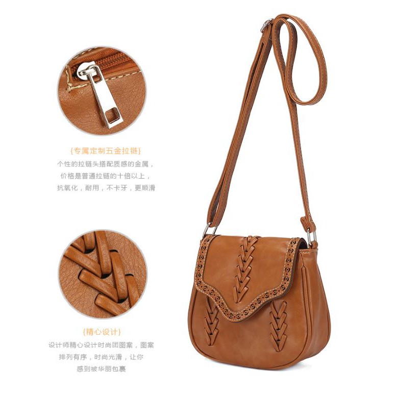 TAS SELEMPANG TA015B7 WANITA RENDARI COKLAT FASHION MURAH BATAM IMPORT KOREA SLING BAG KULIT IMPORT