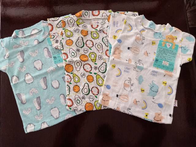 LIBBY 3 PCS OBLONG BAYI PENDEK MOTIF (0-3 BLN)