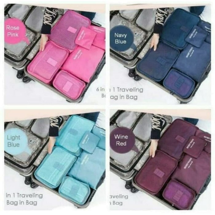 Tas Duffel Organizer TRAVEL BAG ORGANIZER IN BAG KANTONG TRAVEL DALAM TAS TRAVEL 6 IN 1 - Orange (O4