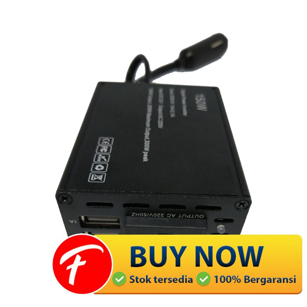 Taffware Power Inverter Mobil dengan 2 USB Port 150W 220V - PI-150W -