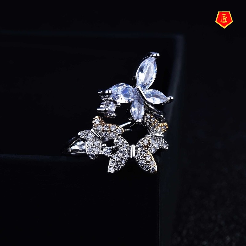 [Ready Stock]Exquisite Diamond Butterfly Ring Fashion Personality