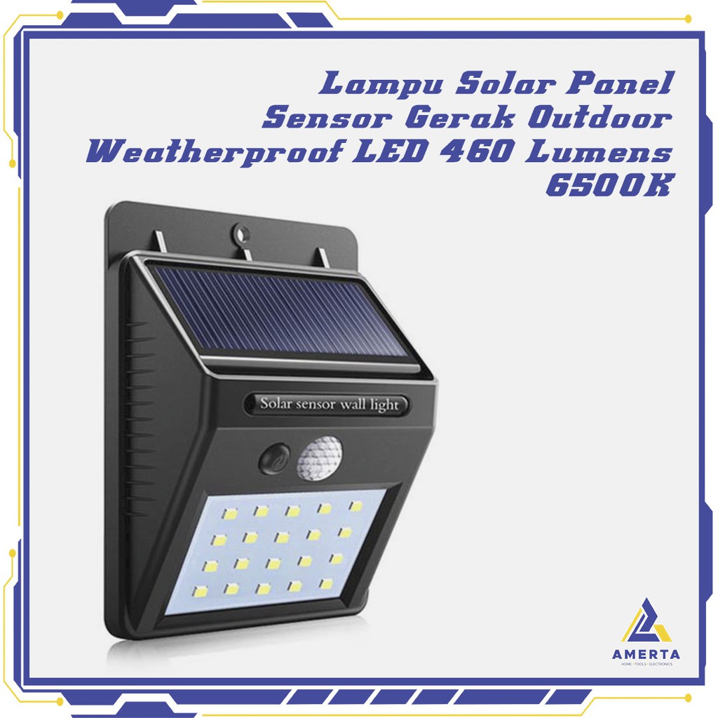 Lampu Solar Sensor Gerak Outdoor Weatherproof 20 LED 460 Lumens 6500K TaffLED - Black