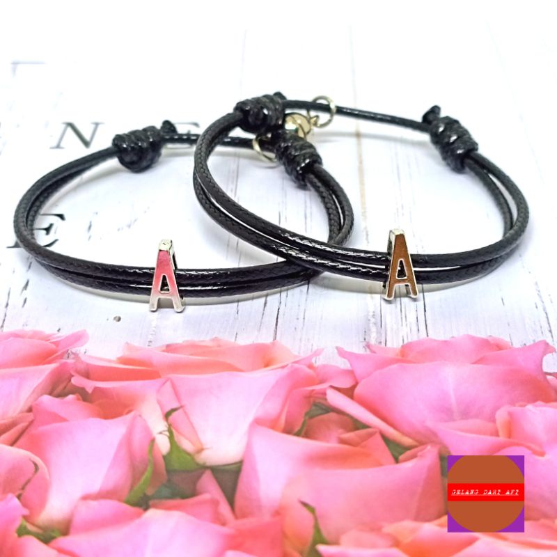 Gelang Magnet Inisial Charm Gelang Couple Tali Korea