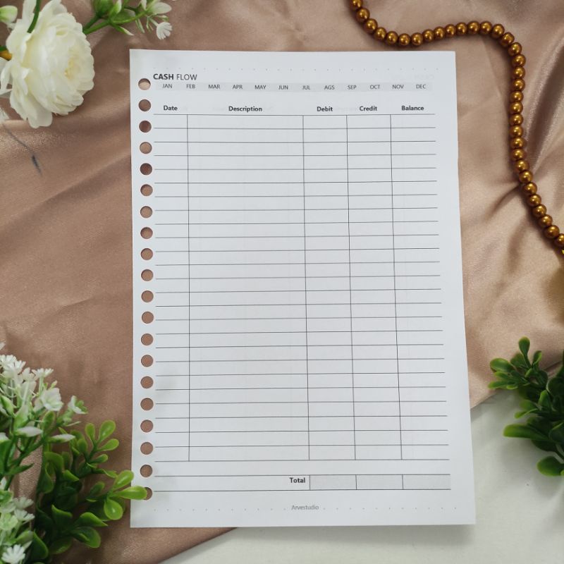 

✨Arvest - Loose leaf isi binder - A5 80 gsm 20 lubang, monthly financial planner, Cash Flow (arus kas keuangan)✨