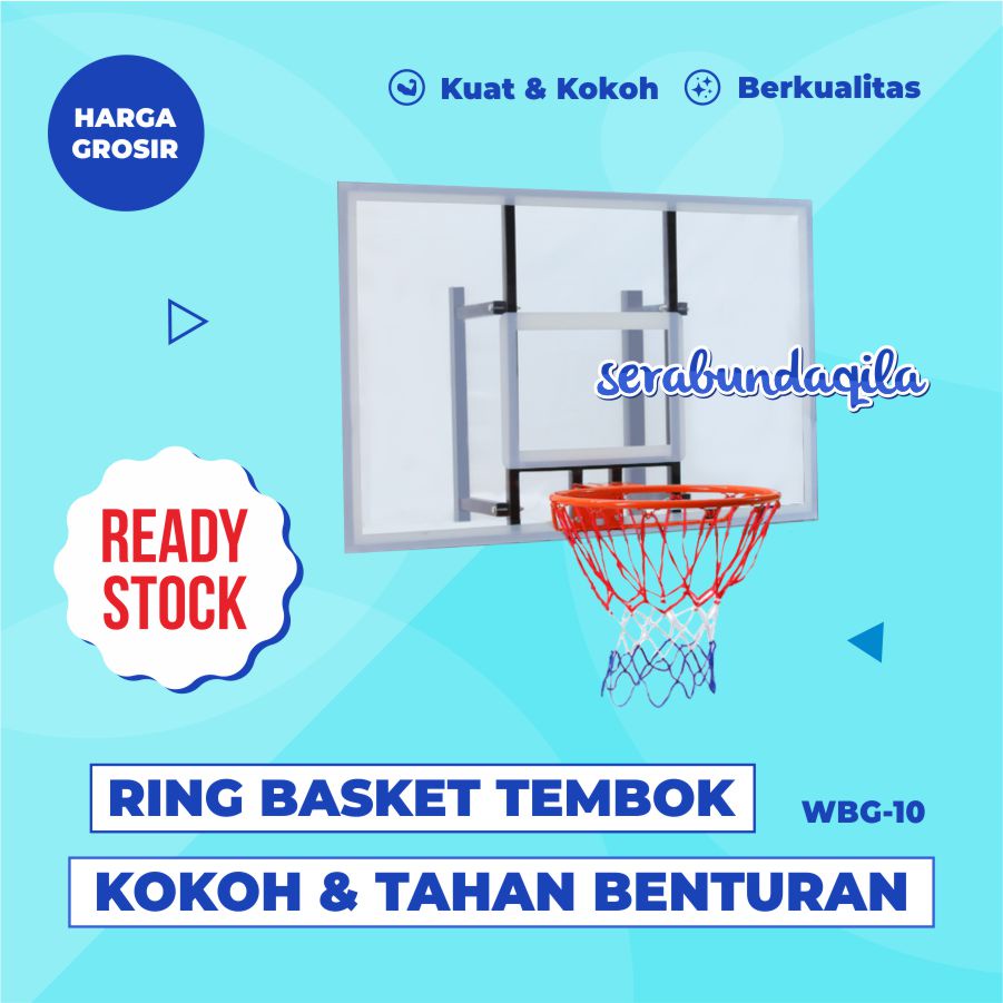 Ring Basket Tembok, Papan Ring Basket Besar, Papan Pantul Akrilik WBG-10