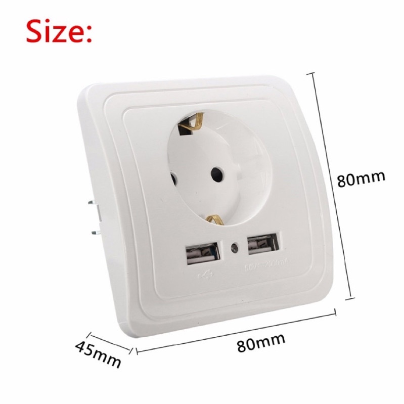 Taffware Stop Kontak Dinding EU Plug dengan 2 USB Port - SCN2 - White