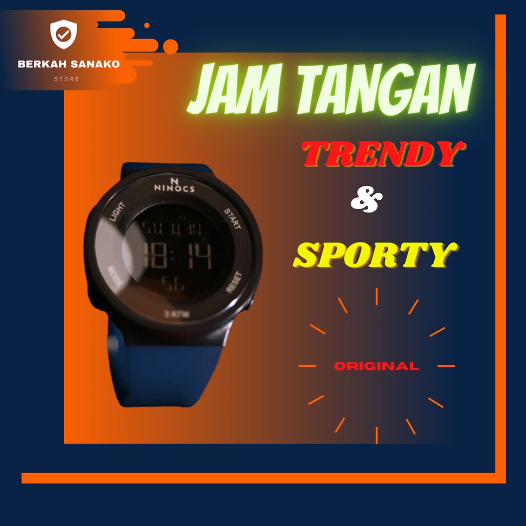 Jam Tangan Wanita Pria Cewek Ninocs Sporty Sport  Ori Original Tahan Anti Air Water Resistants